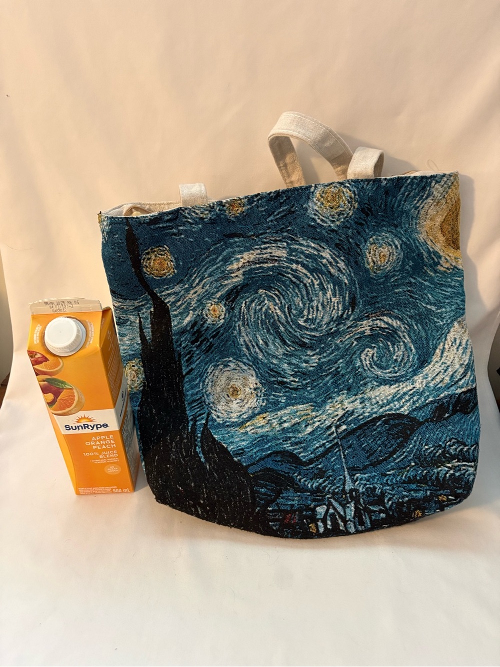 Heavy linen van Gogh, starry night, shoulder bag